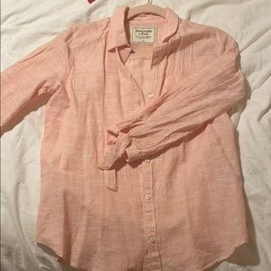 Light pink button down with tie sleeves